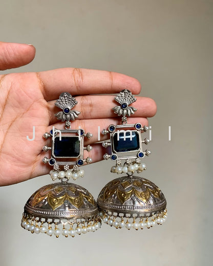 Festive Oversized Lotus Dual Tone Jhumka