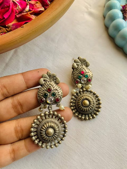 Rajasthani drop circle earrings