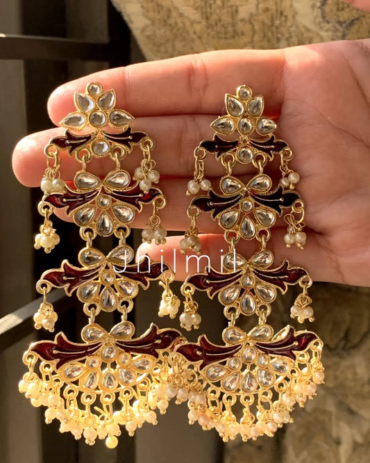 Jaipuri meenakari kundan earrings 