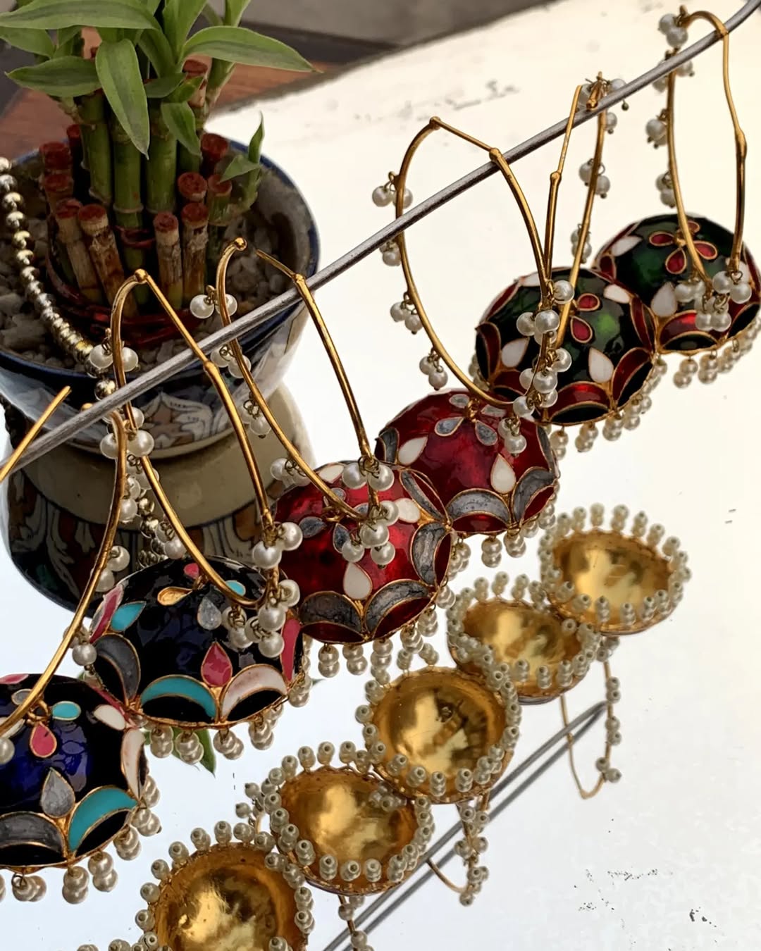Oversized meenakari hoops Bali