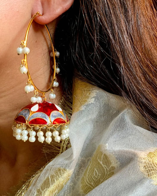 Oversized meenakari hoops Bali 