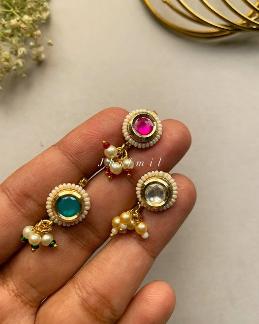 Round Pearls Kundan Nosepin