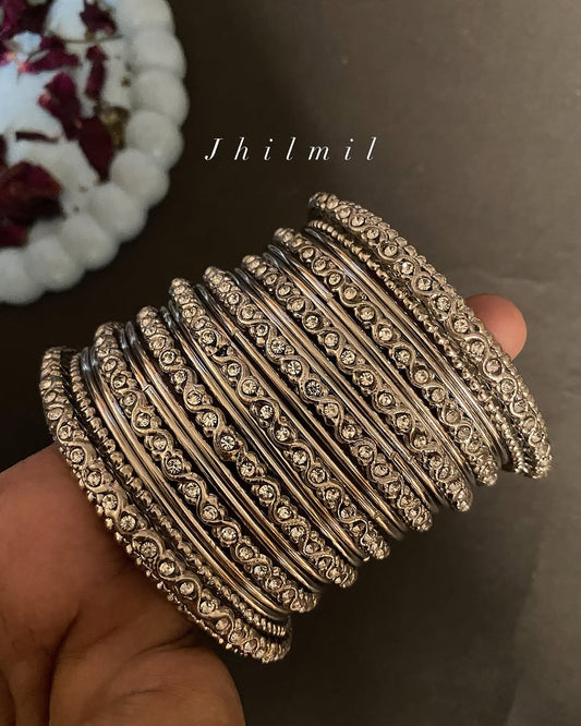 Silver Mastani Bangles stack