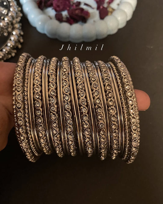 Silver Mastani Bangles stack