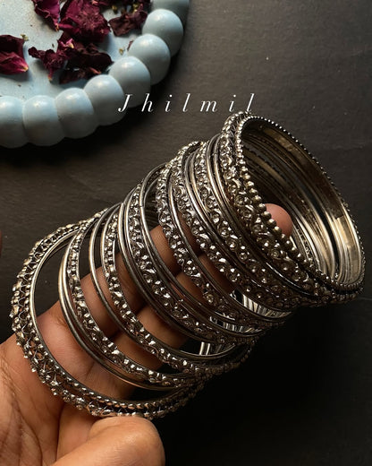 Silver Mastani Bangles stack