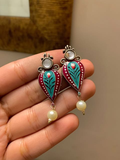 Meenakari Kabootar Earrings - Set 2