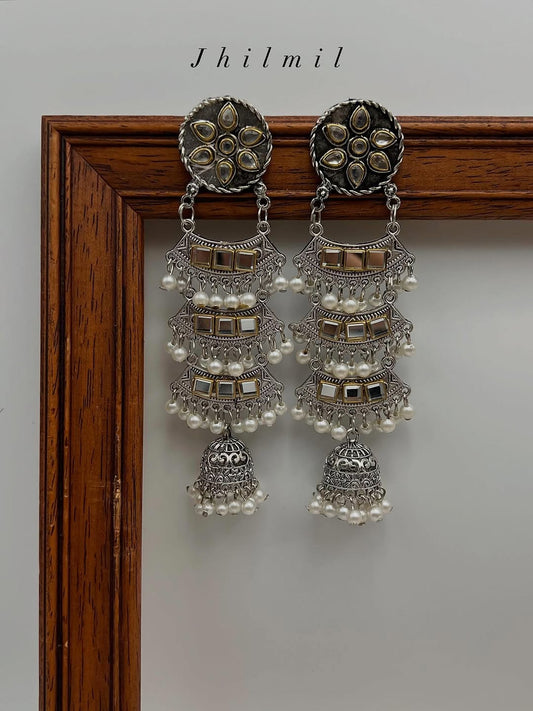 Triple Layer Kundan Earrings