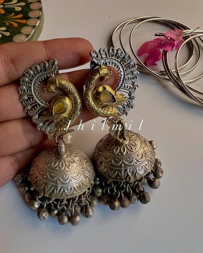 Mor Pankh dual tone jhumki