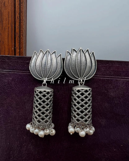 Lotus Cylinder Drop Earrings