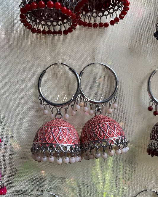 Silver Meena Bali Jhumka