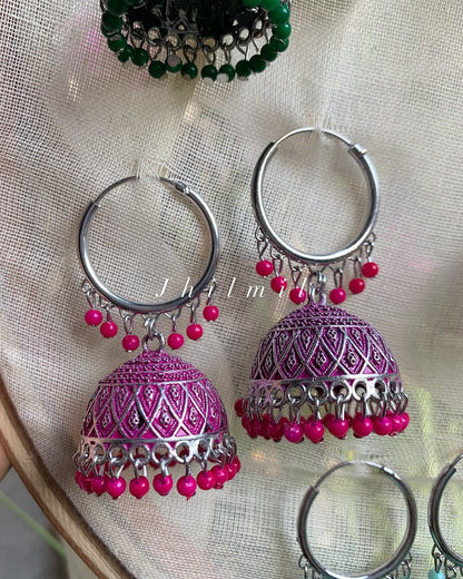 Silver Meena Bali Jhumka