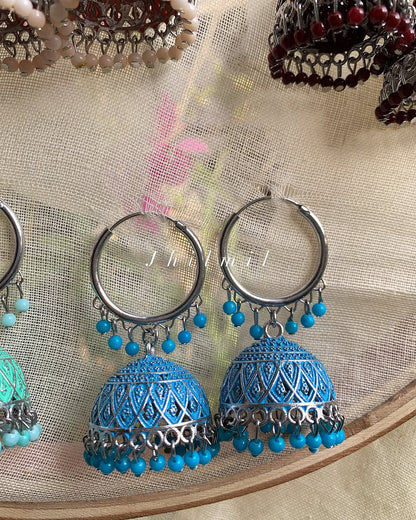 Silver Meena Bali Jhumka