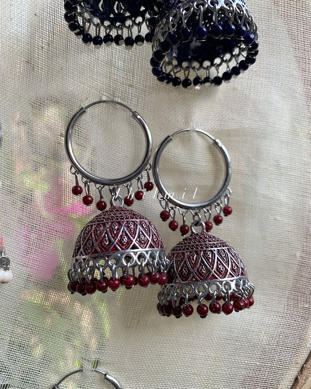 Silver Meena Bali Jhumka