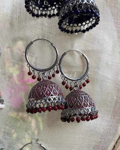 Silver Meena Bali Jhumka