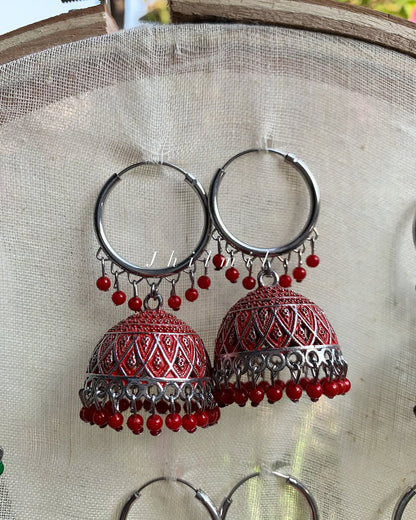 Silver Meena Bali Jhumka