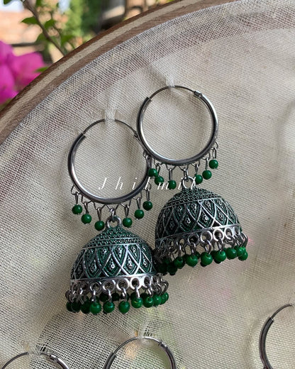Silver Meena Bali Jhumka