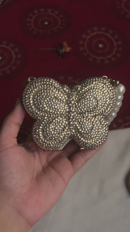 Rhinestone Mini Butterfly Metal Clutch