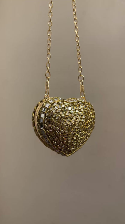 Mini Heart Kundan Clutch